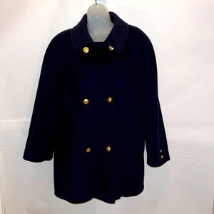 Talbots Vintage Womens Wool Blend NavyBlue Lined Pea Coat Size 8